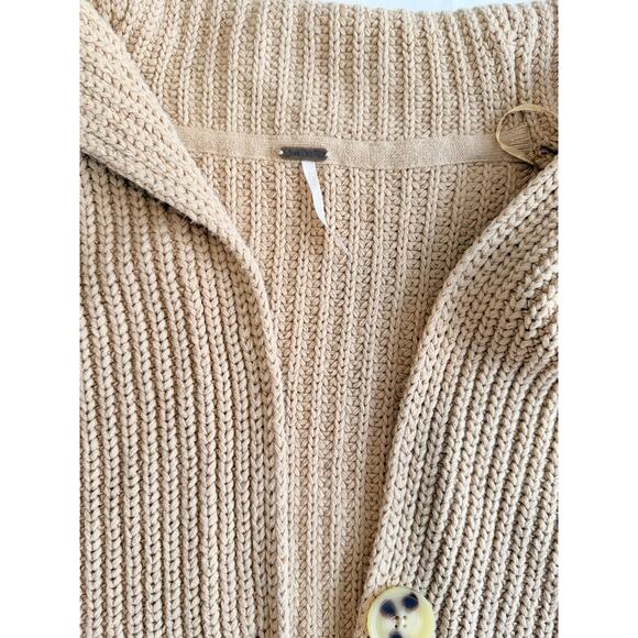 Free People “Swim Too Deep” Cardigan | Almond | Size Small | Cozy Oversized Knit - Picture 10 of 12